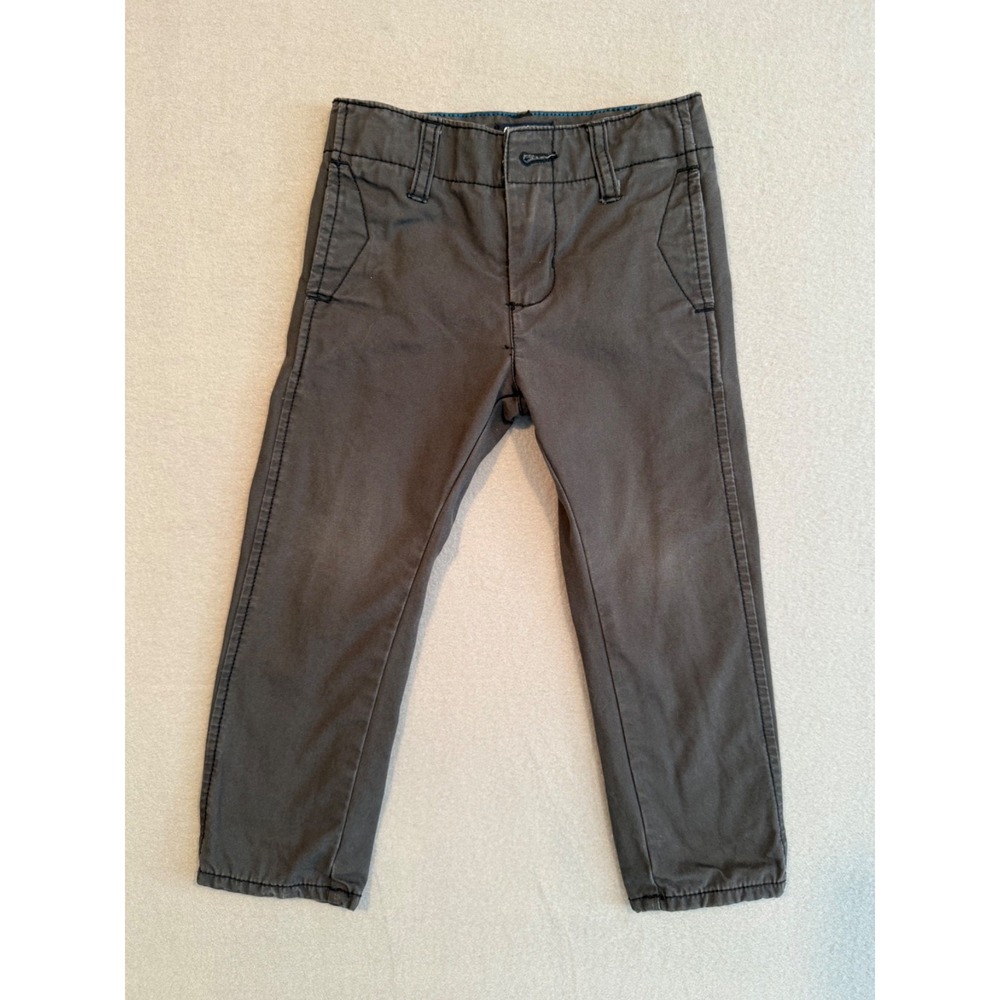 OshKosh B'gosh Boys 2T Gray Chino Pants Blue Lined Adjustable Waist